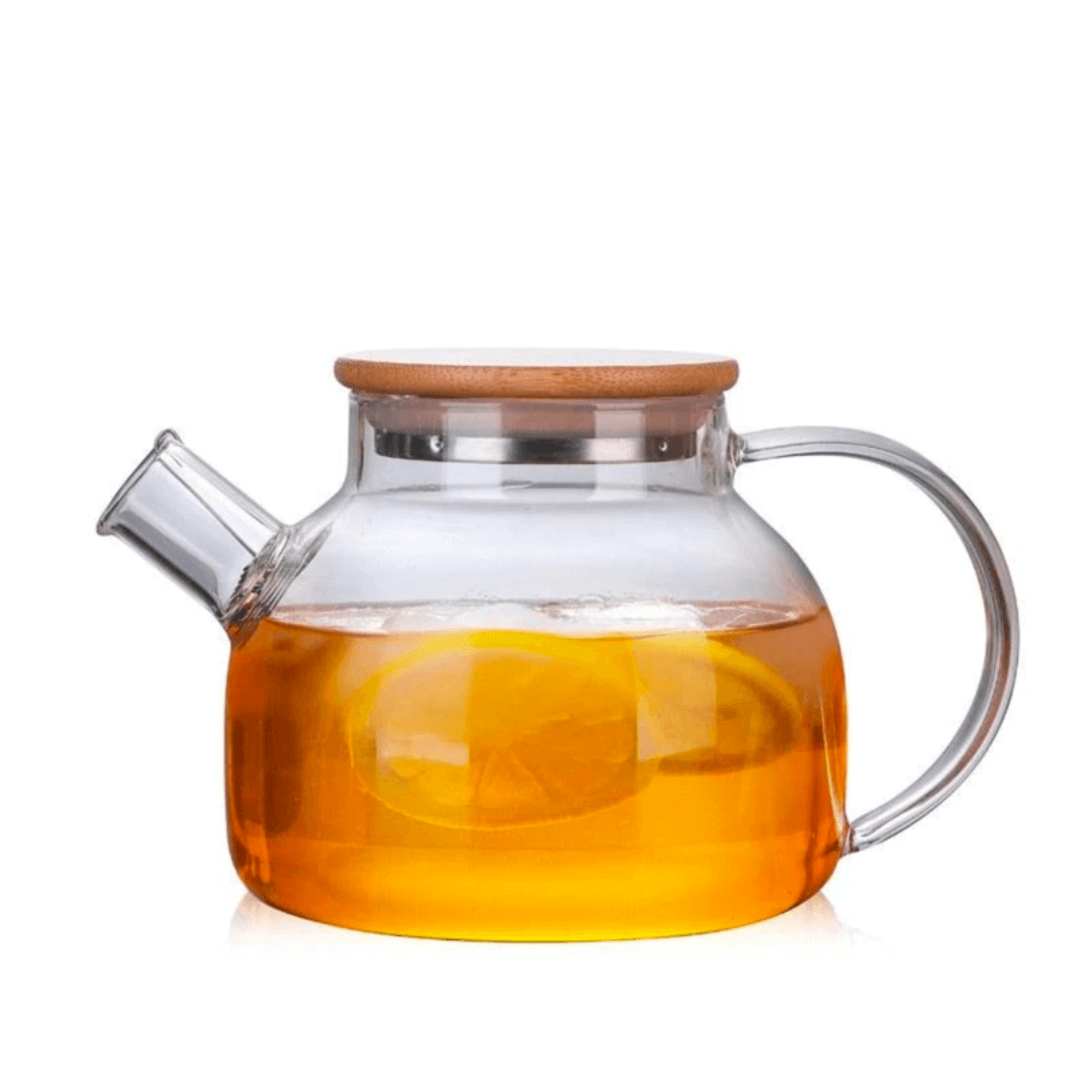 1000ml Glass Teapot with Removable Glass Infuser And Wooden Bamboo