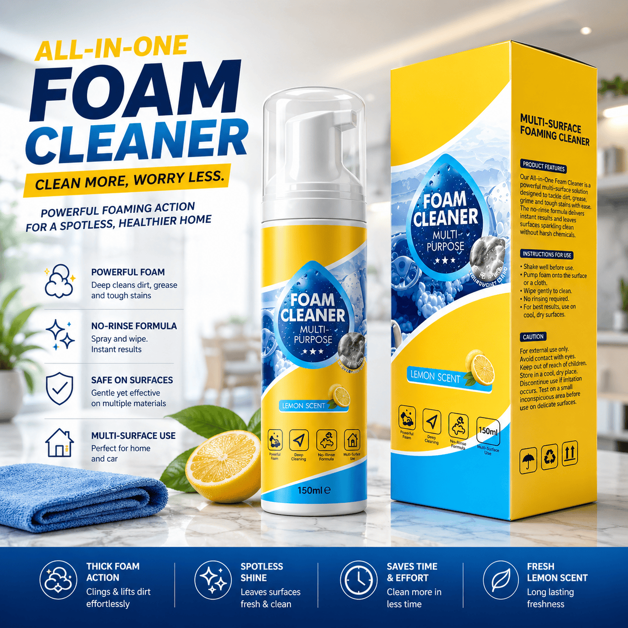 Multifunctional Foam Cleaner Premium for Furniture, Car