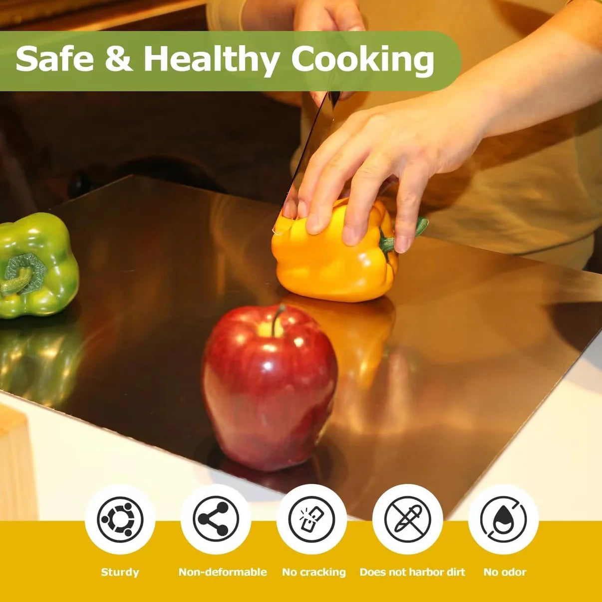 Hllpro™ Stainless Steel Cutting Boards for Kitchen, (40 x 30cm/15.7 x 11.8 in)