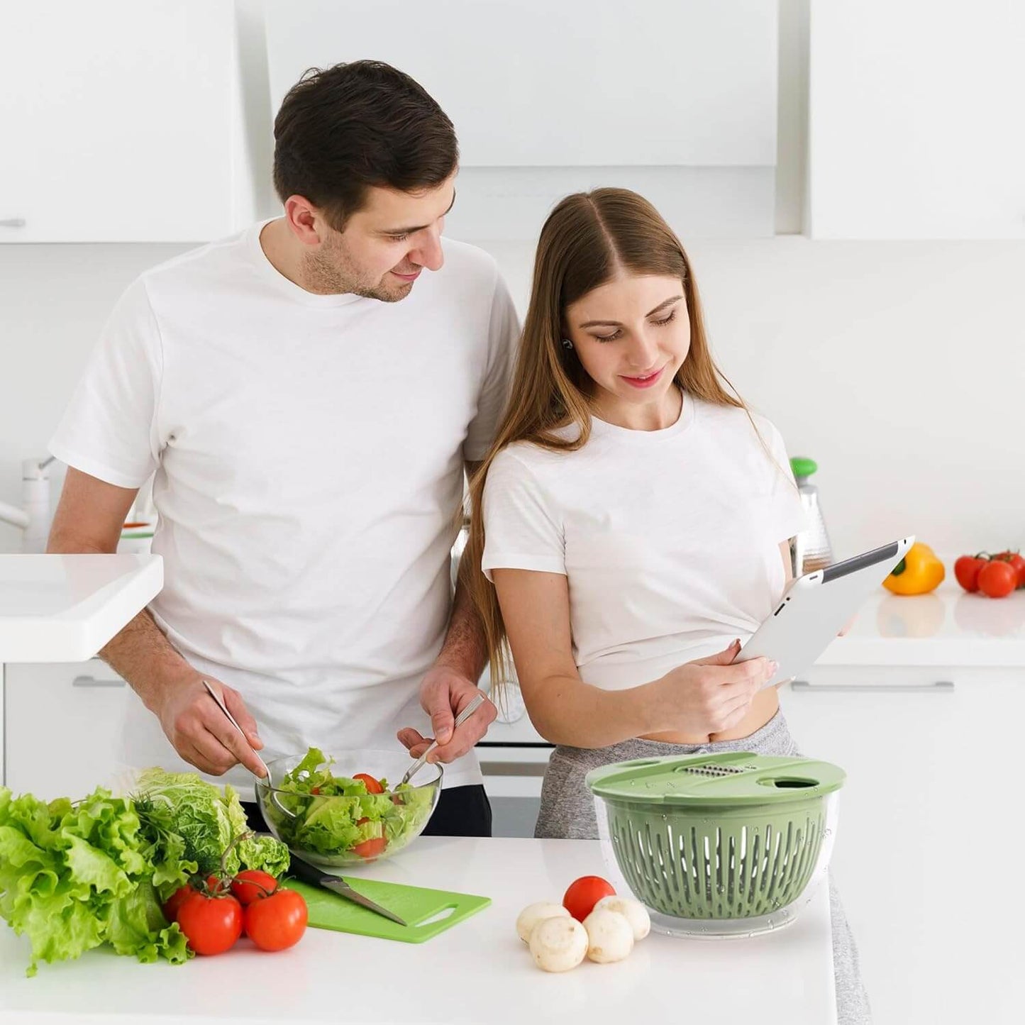 3-in-1 Salad Spinner, Vegetable Washer & Chopper