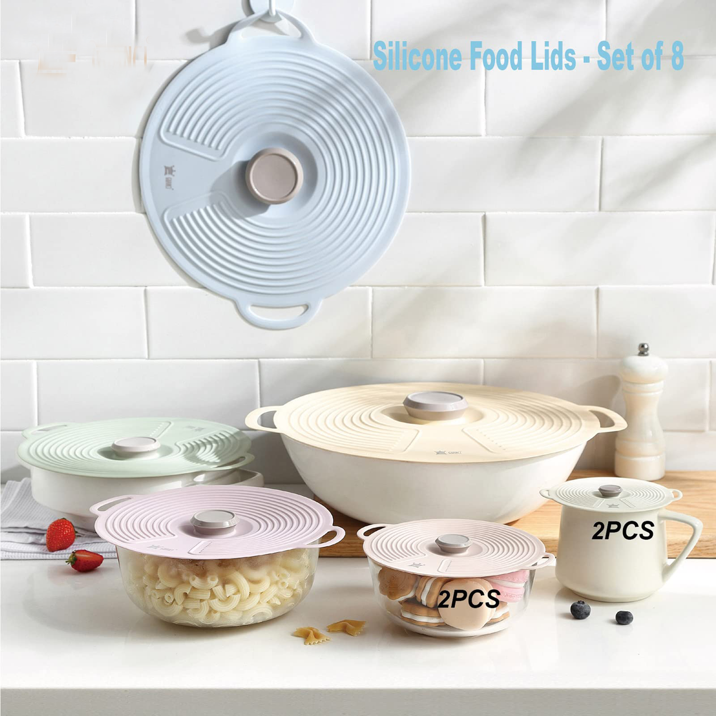 Multi-Size Silicone Lids - 8 Pack