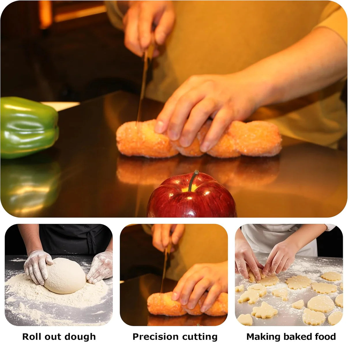 Hllpro™ Stainless Steel Cutting Boards for Kitchen, (40 x 30cm/15.7 x 11.8 in)